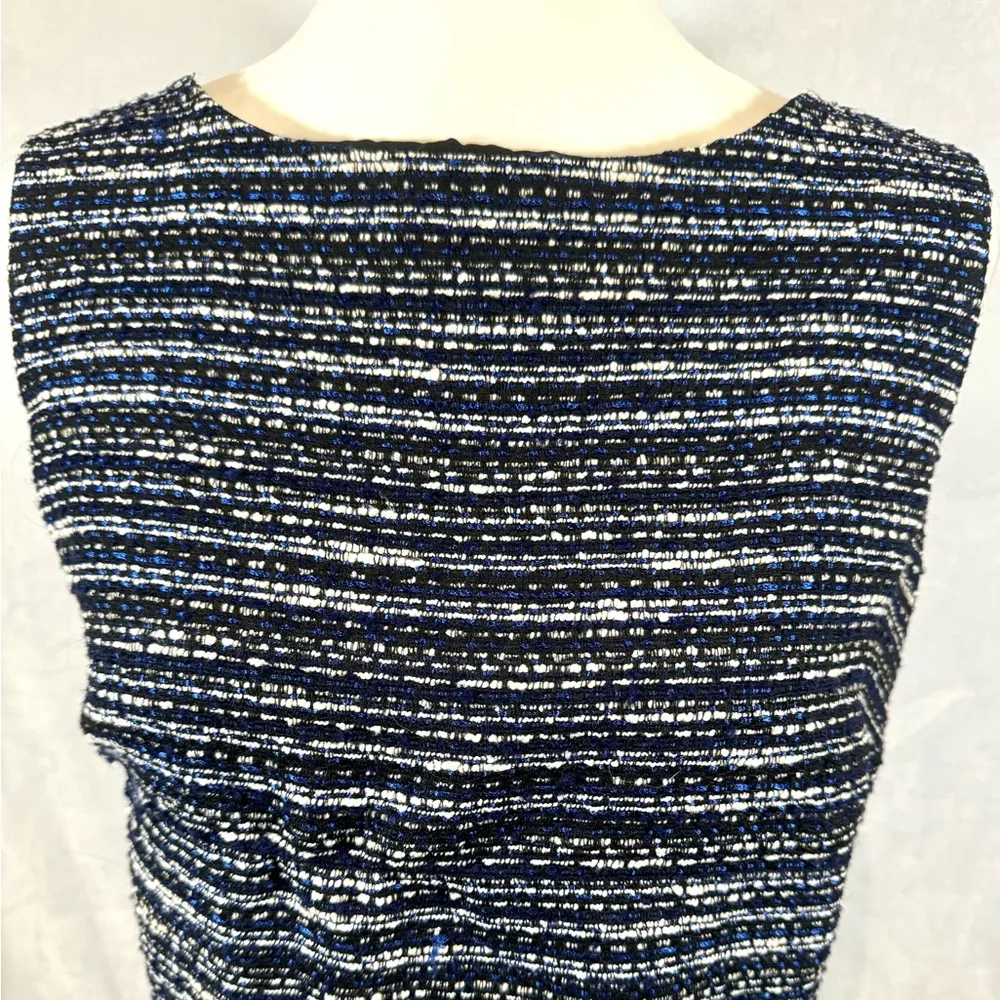 black white and royal blue tweed wool blend sheath dress size 8 tall - Image 5