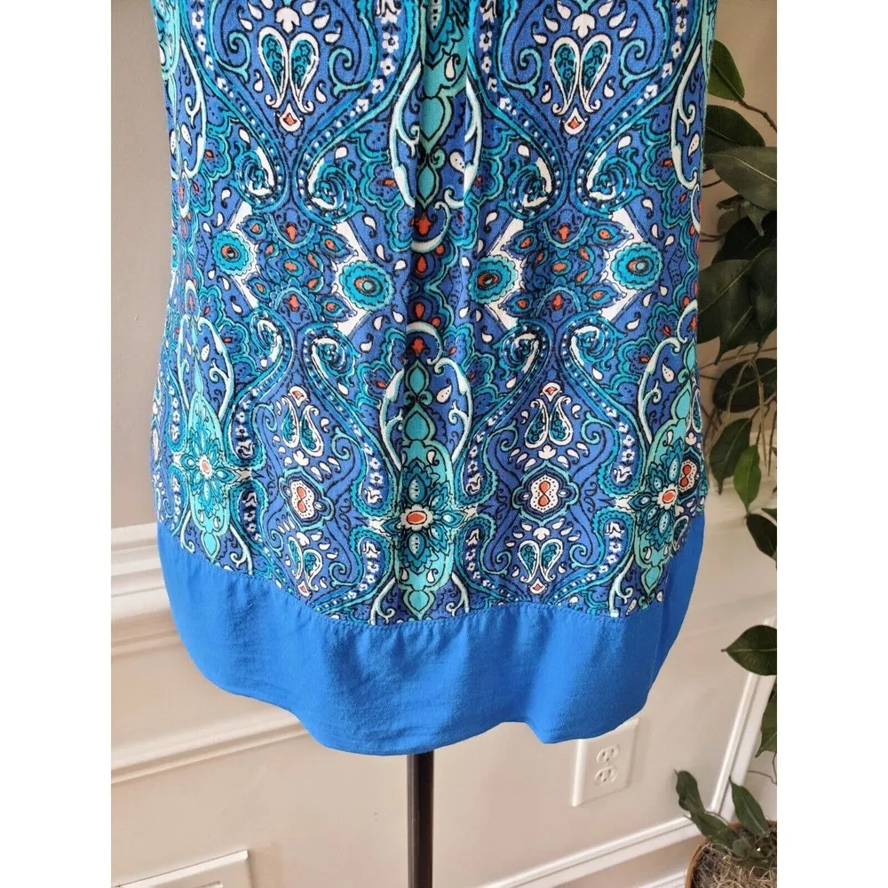 JCP Women Blue 100% Rayon Scoop Neck Sleeveless Casual Blouse Size Medium - Image 4
