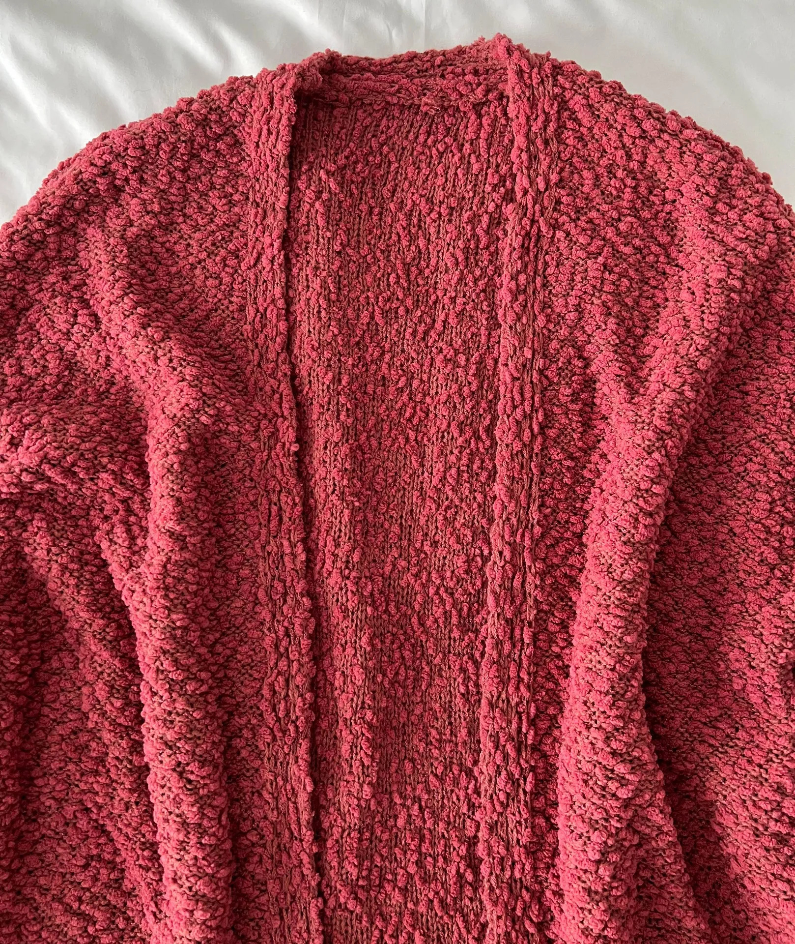 SheIn Red Boucle Knit Batwing Cardigan - Image 4