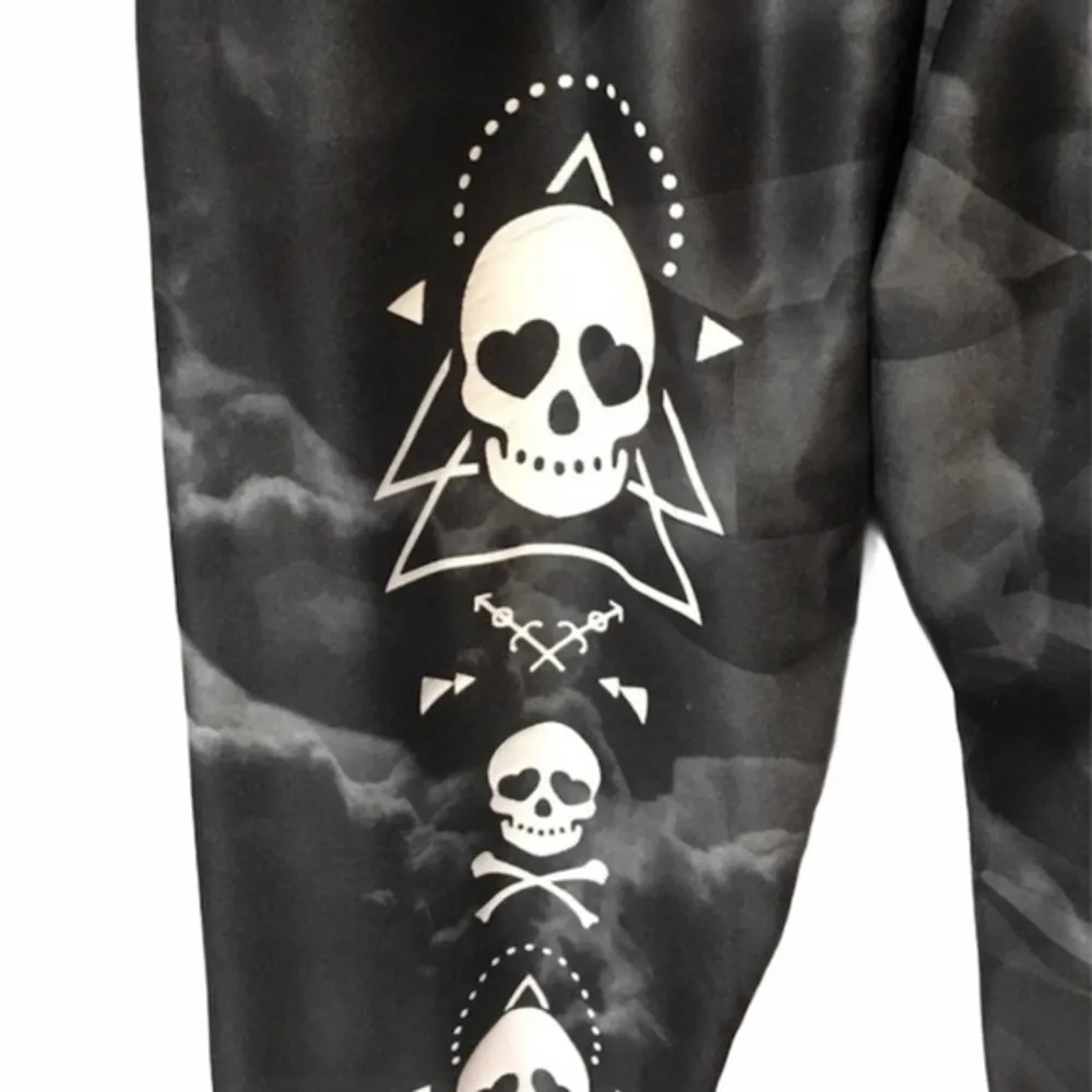 Evolution & Creation Skull Cloud Yoga Pants, Gray - Image 4