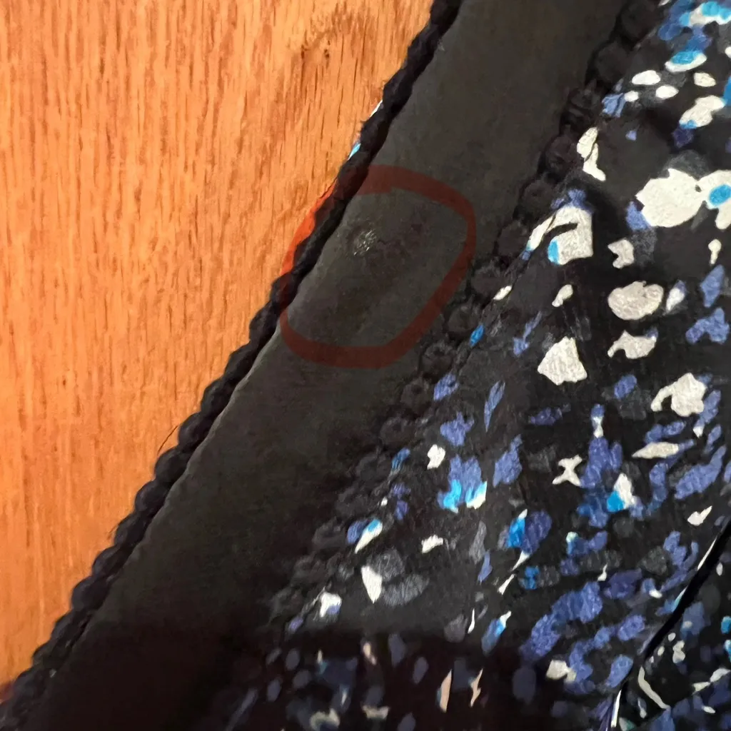 Banana Republic Blue Print Long Sleeve‎ Lace Trim Pom Pom Shift Dress Size 2 - Image 9