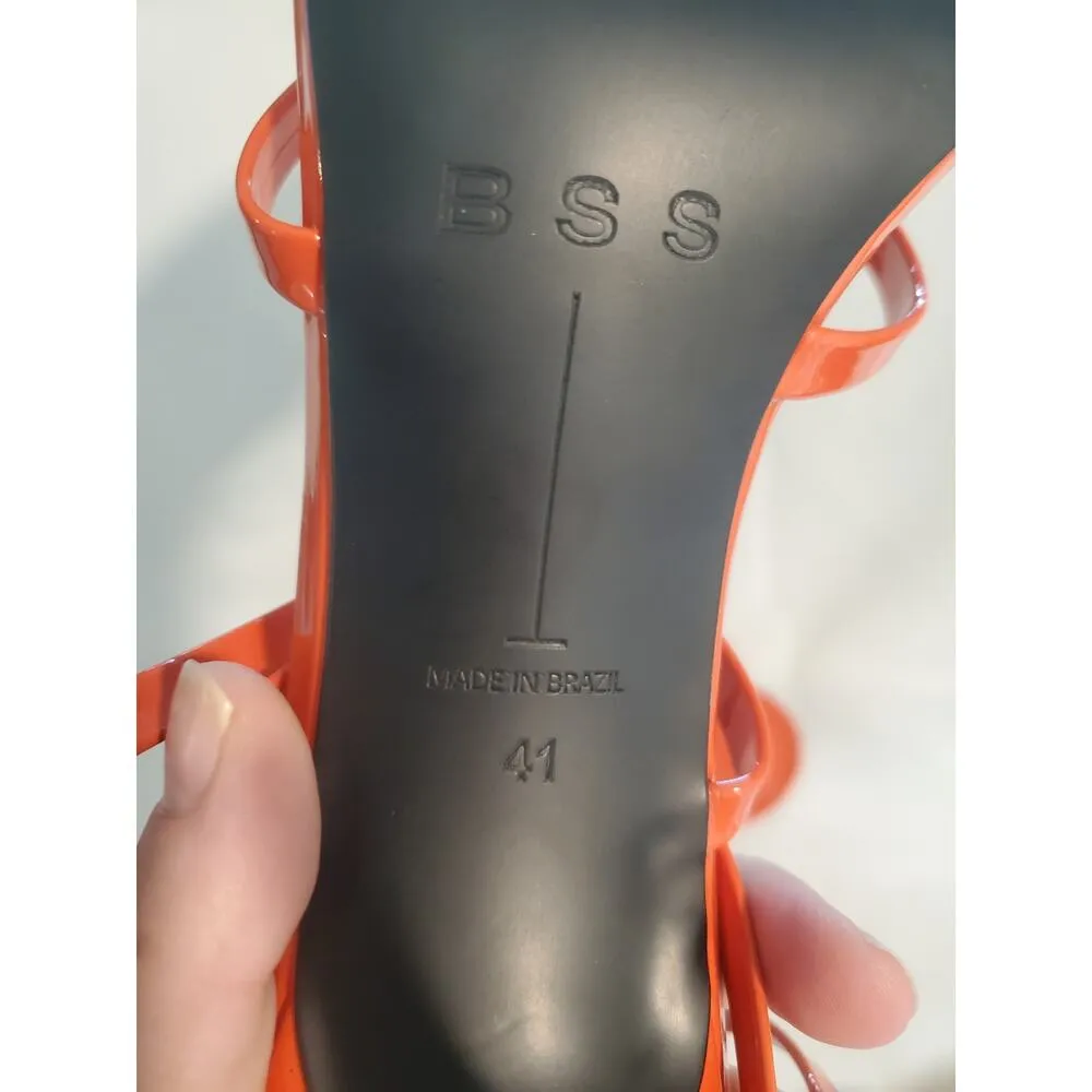 Black Suede Studio Kimora Orange Strappy Sandal Heels. S40 Size 10 - Image 4