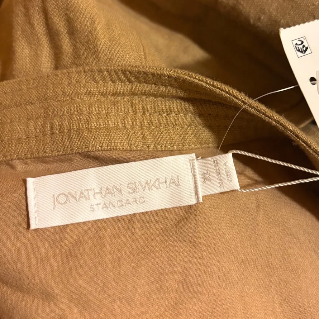 NWT Jonathan Simkhai Yara Linen Belted Romper in Tan Size XL - Image 8