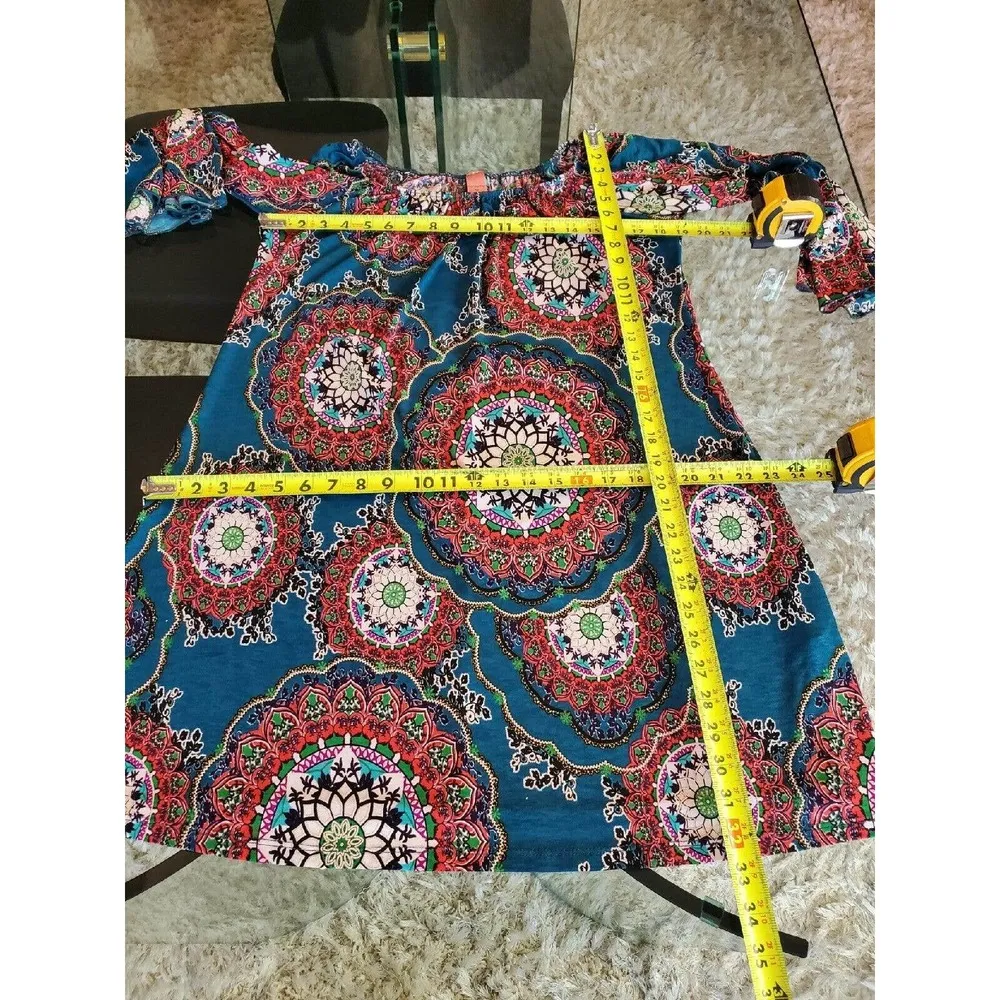 Honeyme Women's Multicolor Polyester Round Neck Long Sleeve Knee Length Dress XL - Image 11