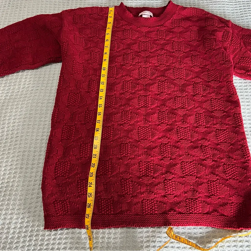 Vintage Cherokee Fisherman Sweater Womens Medium Thick Knit Chunky Red Tunic Top - Image 8