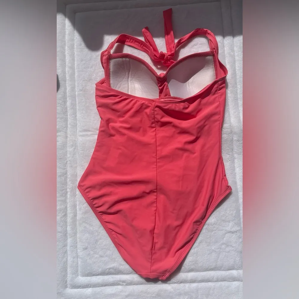 La blanca Vibrant Coral One-Piece Swimsuit  beach resort vacation summer size 8 - Image 11