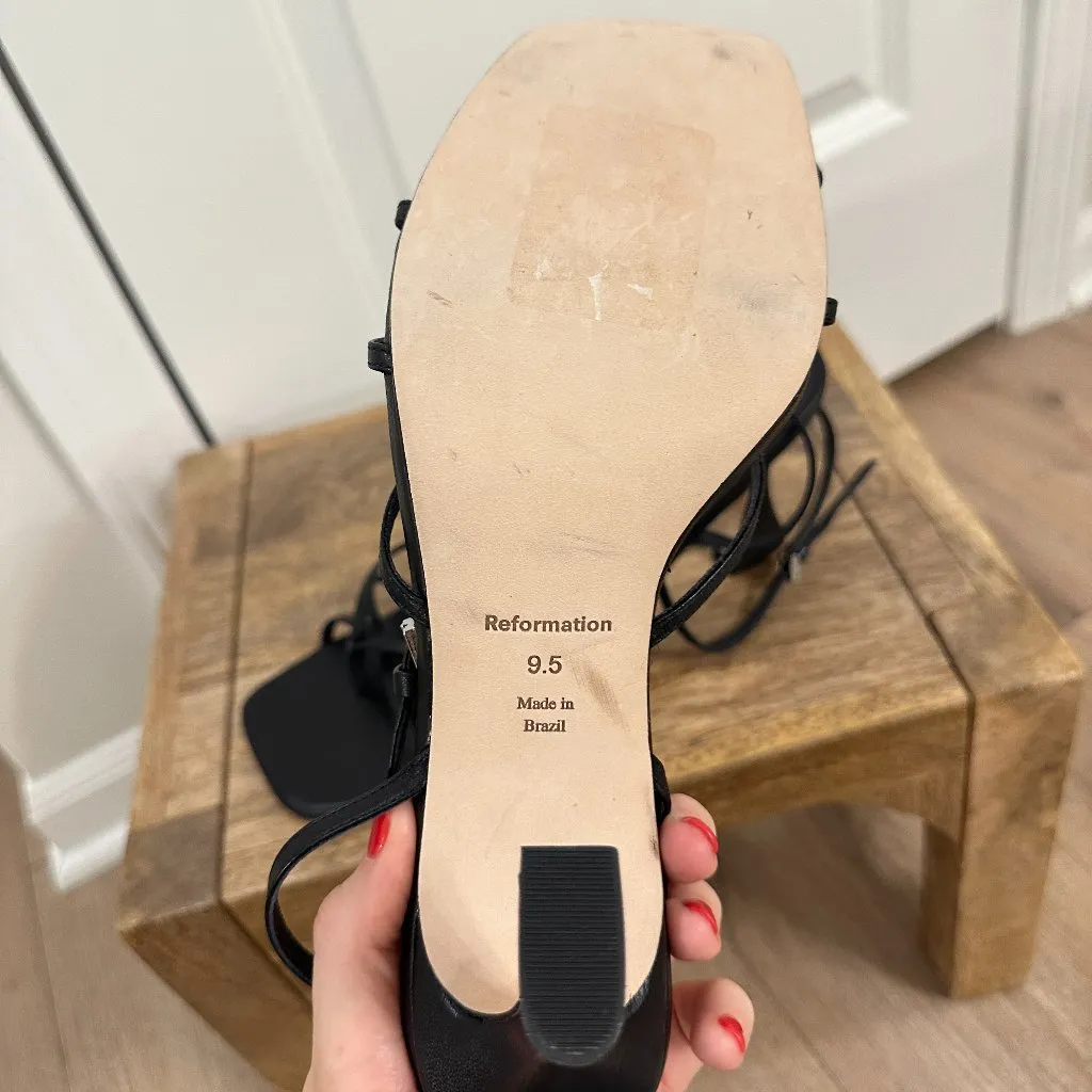 REFORMATION Gen Heeled Sandal in Black Snake Suede Size US 9.5 - Image 9