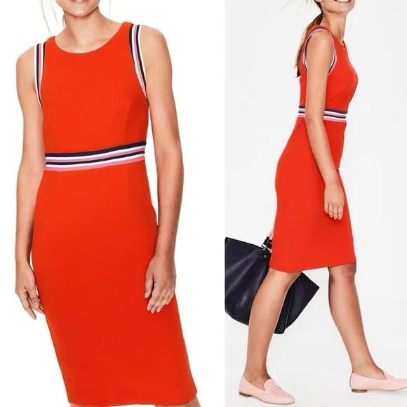 Boden Zada Ottoman Ribbed Sheath dress NWT Orange Size 14 - Image 3