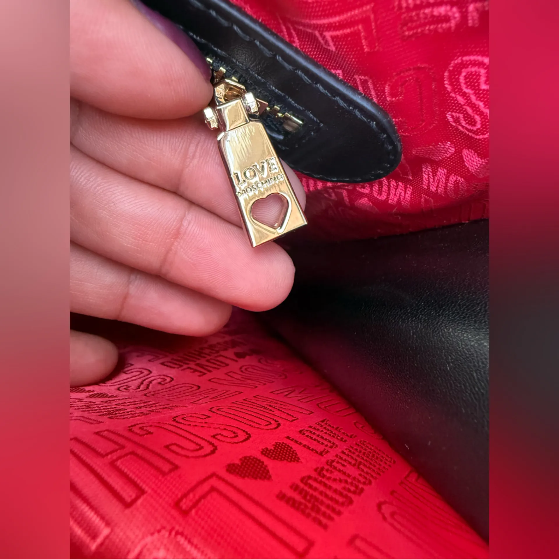 Love Moschino Black Studded Crossbody Bag- Elegant Eco-Leather With Gold Detail - Image 4