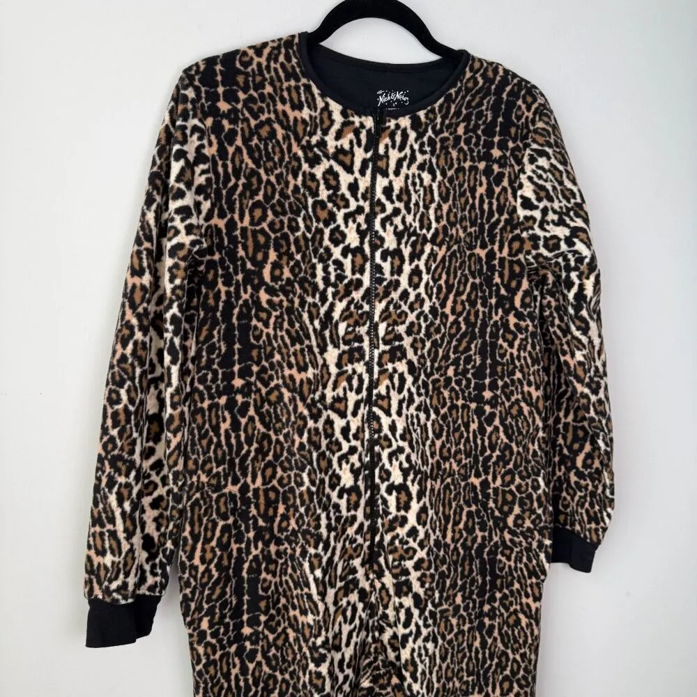 Nick & Nora Sleep Onesie Leopard Print Fleece Footed Size Small - Image 6