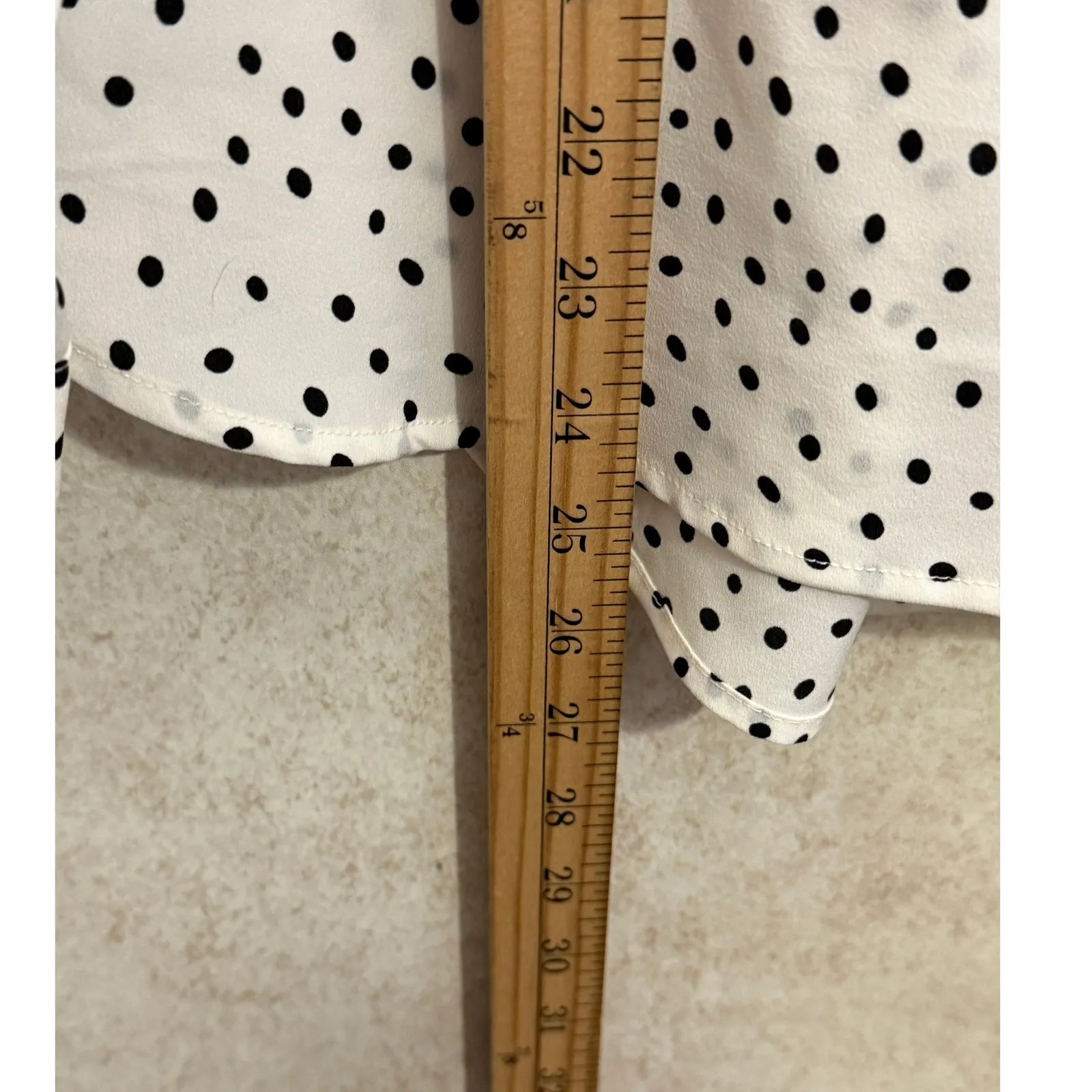 Talbots Polka Dot Long Sleeve Blouse Shirt White Black Flowy‎ Career Casual Top - Image 3