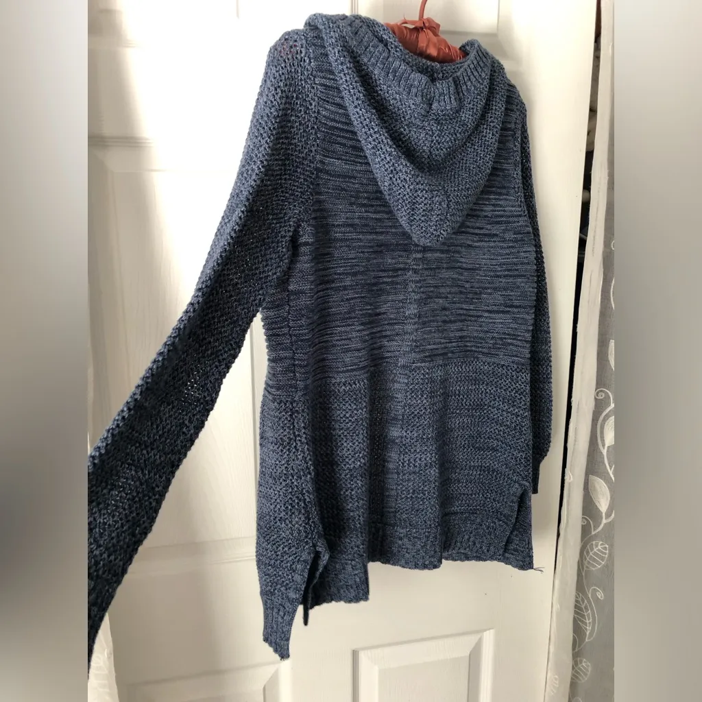 Natural reflections Women's navy  Hooded Sweater cardigan size M cotton blend - Image 8