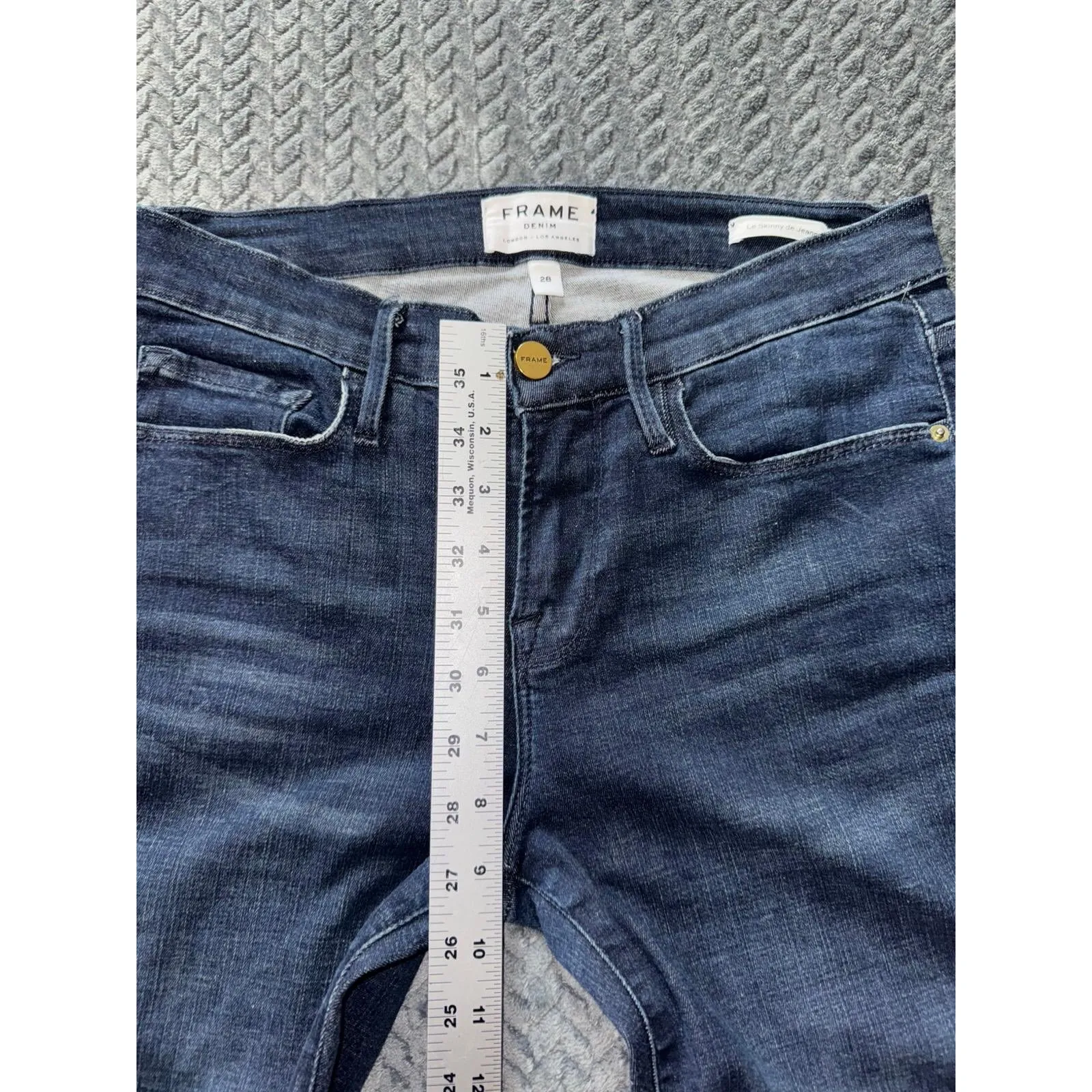 FRAME Le Skinny de Jeanne Jeans‎ Dark Wash Raw Hem Denim Size 28 - Image 8