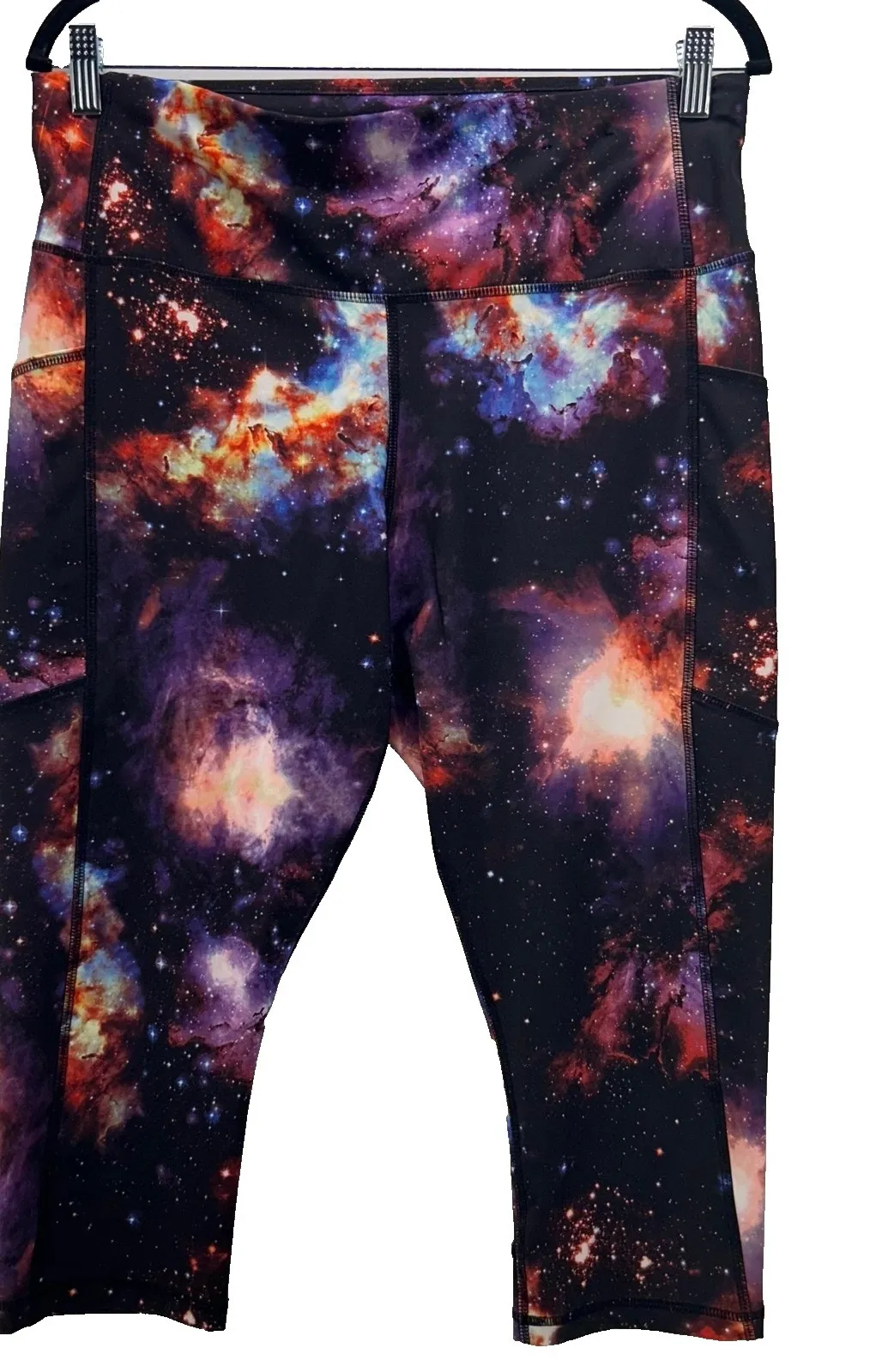 Avia Capri Leggings Large Galaxy Print Gym Workout Activewear Yoga Performance - Image 1
