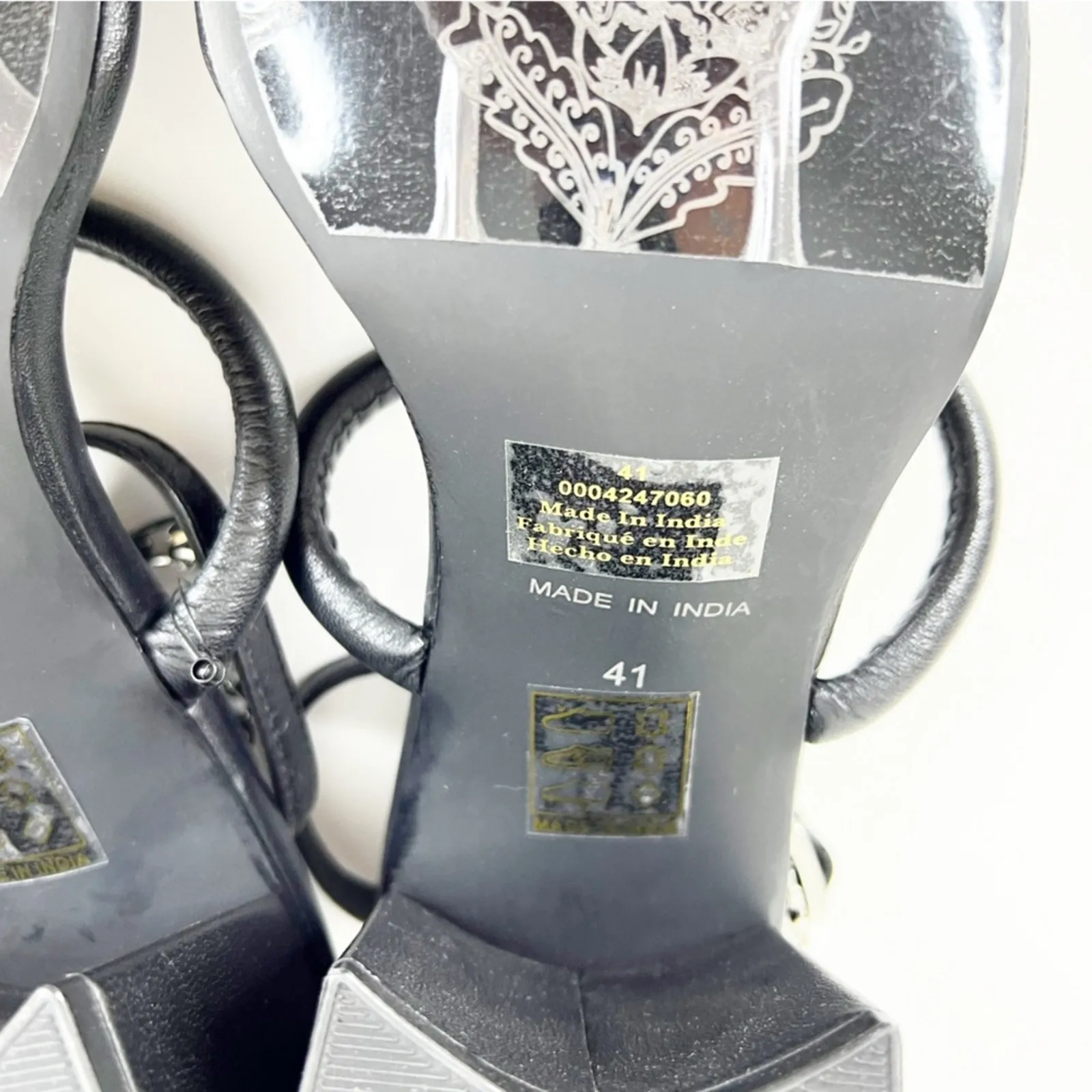 NWT‎ Free People Parker Leather Chain Detail Heeled Sandal 11 Black - Image 8