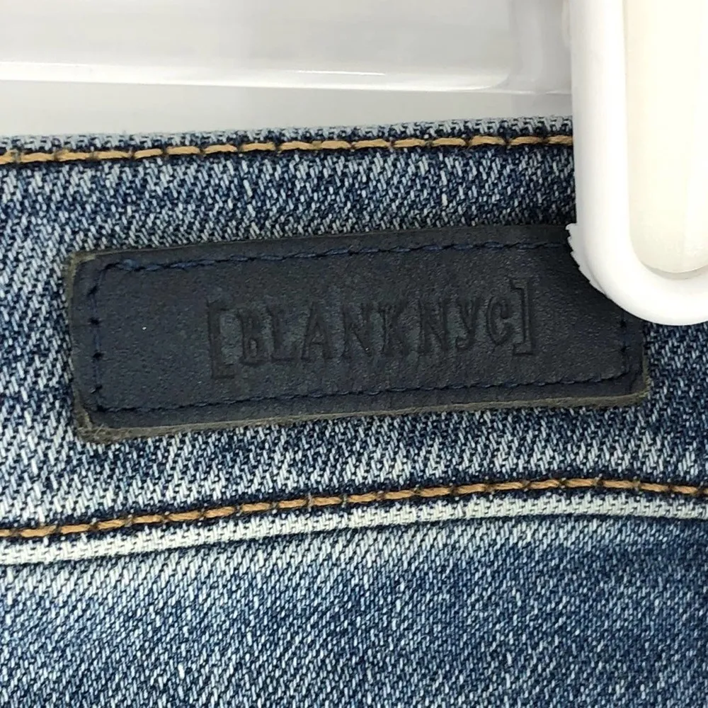 BlankNYC Faded Light Wash Denim Skirt A-Line Raw Hem Mini Skirt Size 25 - Image 7