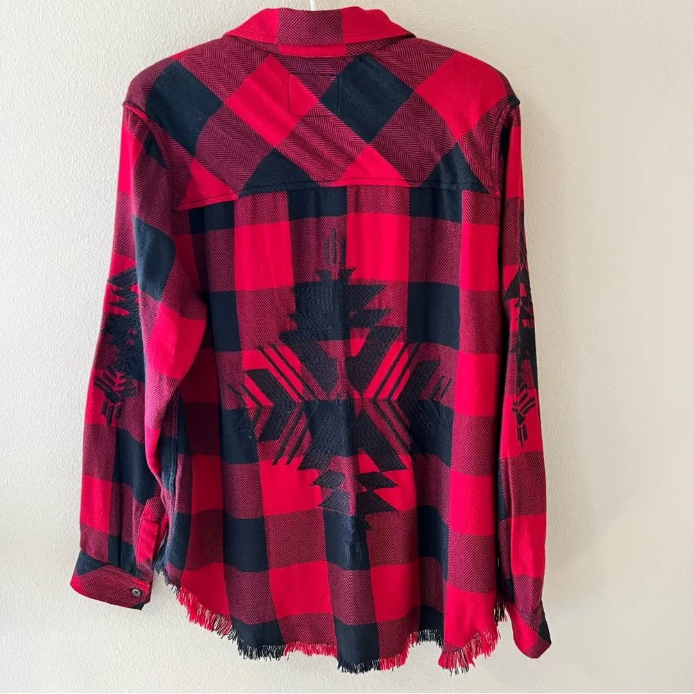 Rails Larsson Crimson Jet Button Down Shirt Blouse Buffalo Plaid XS Extra Small - Image 3