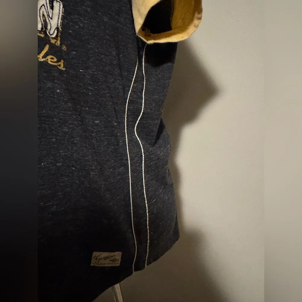 EUC Harley Davidson Gray and Yellow Embroidered Raglan Button Down Tee size L - Image 6