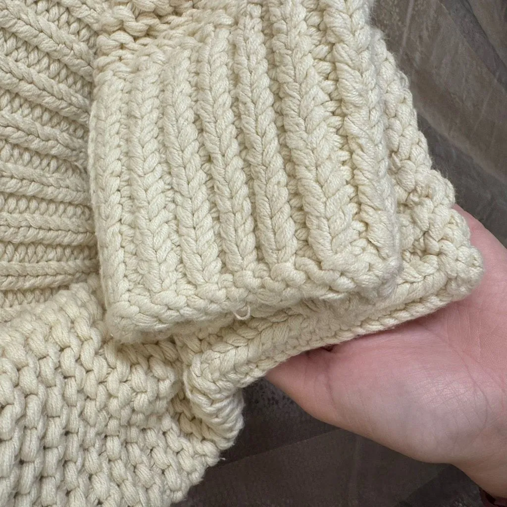 Free People My Only Sunshine Ivory Cream Chunky Open Knit Sweater Size Large - Image 5