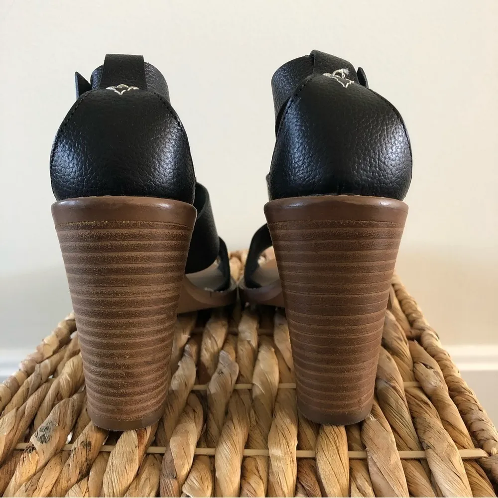 Madewell Beckett Black Leather Stacked Heel Sandals 6 - Image 4