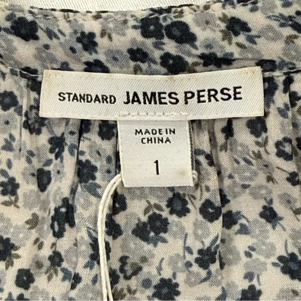 James Perse Floral Midi Dress Small 1 Blue Feminine Classic Gauzy Spring Chic - Image 7