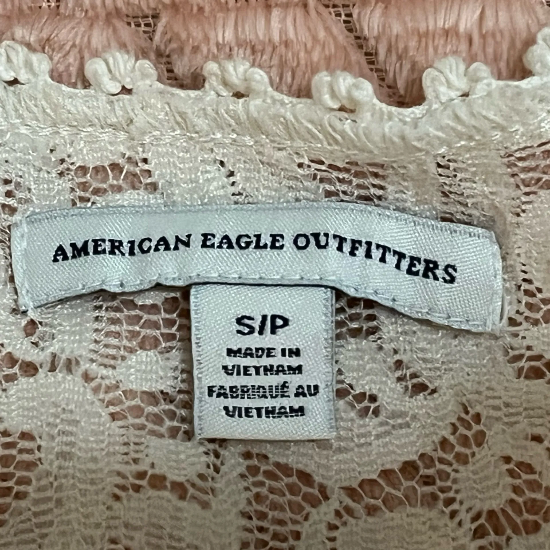 American Eagle Lace Tank Top Cream Stretch Size S - Image 5