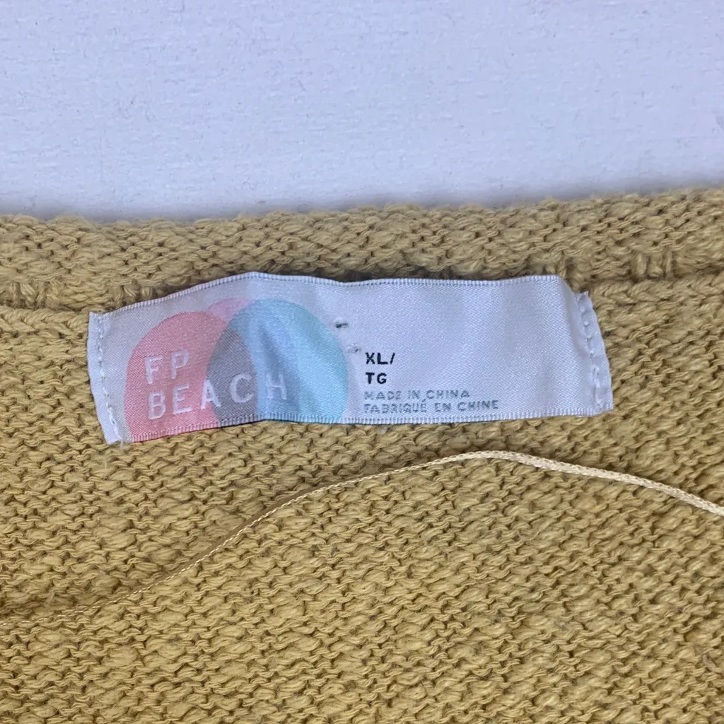 Free people beach size XL yellow sweater tunic dress bell Mustard Knit - Image 3