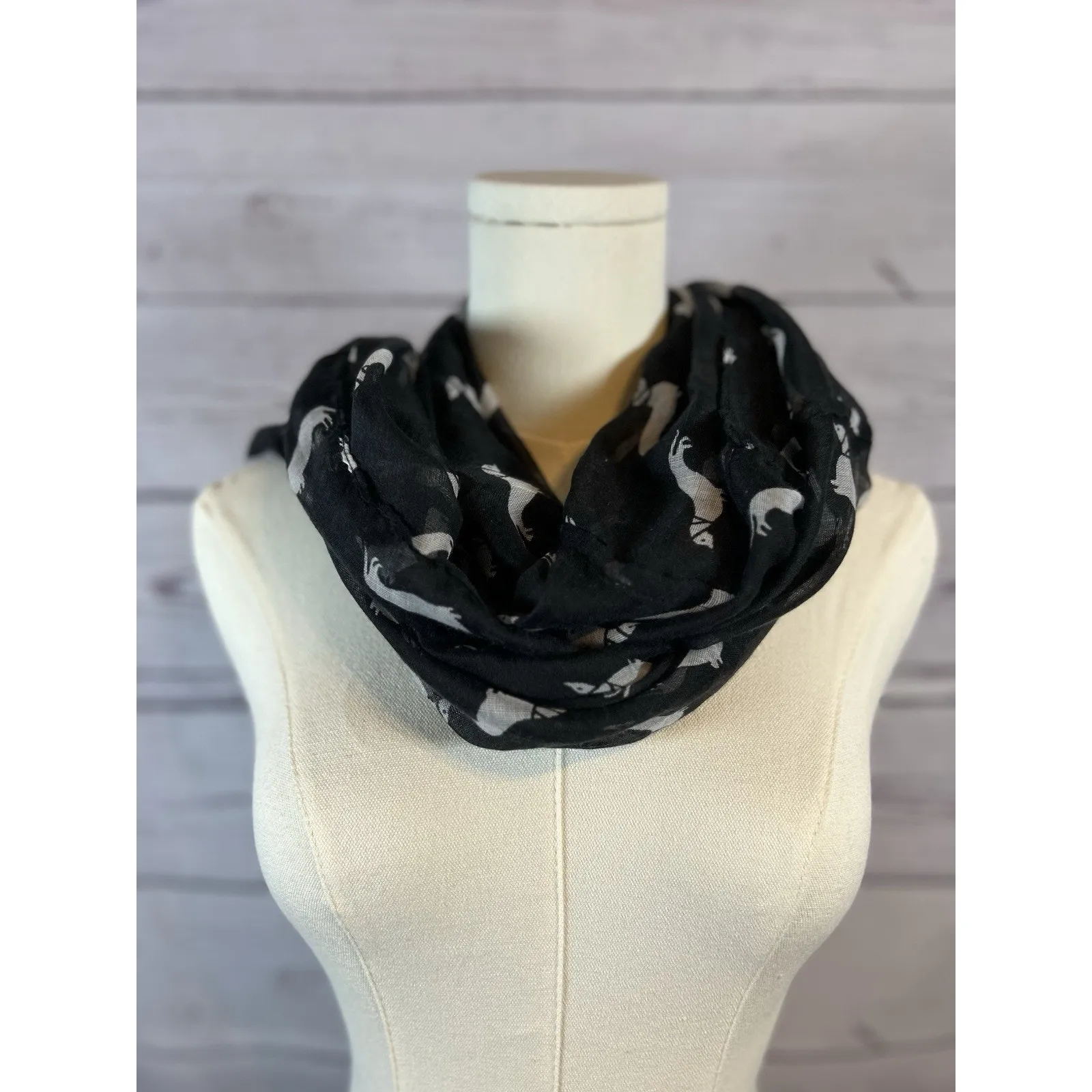 Manhattan Scarf Company Dachshund Print Infinity Scarf Black White - Image 4
