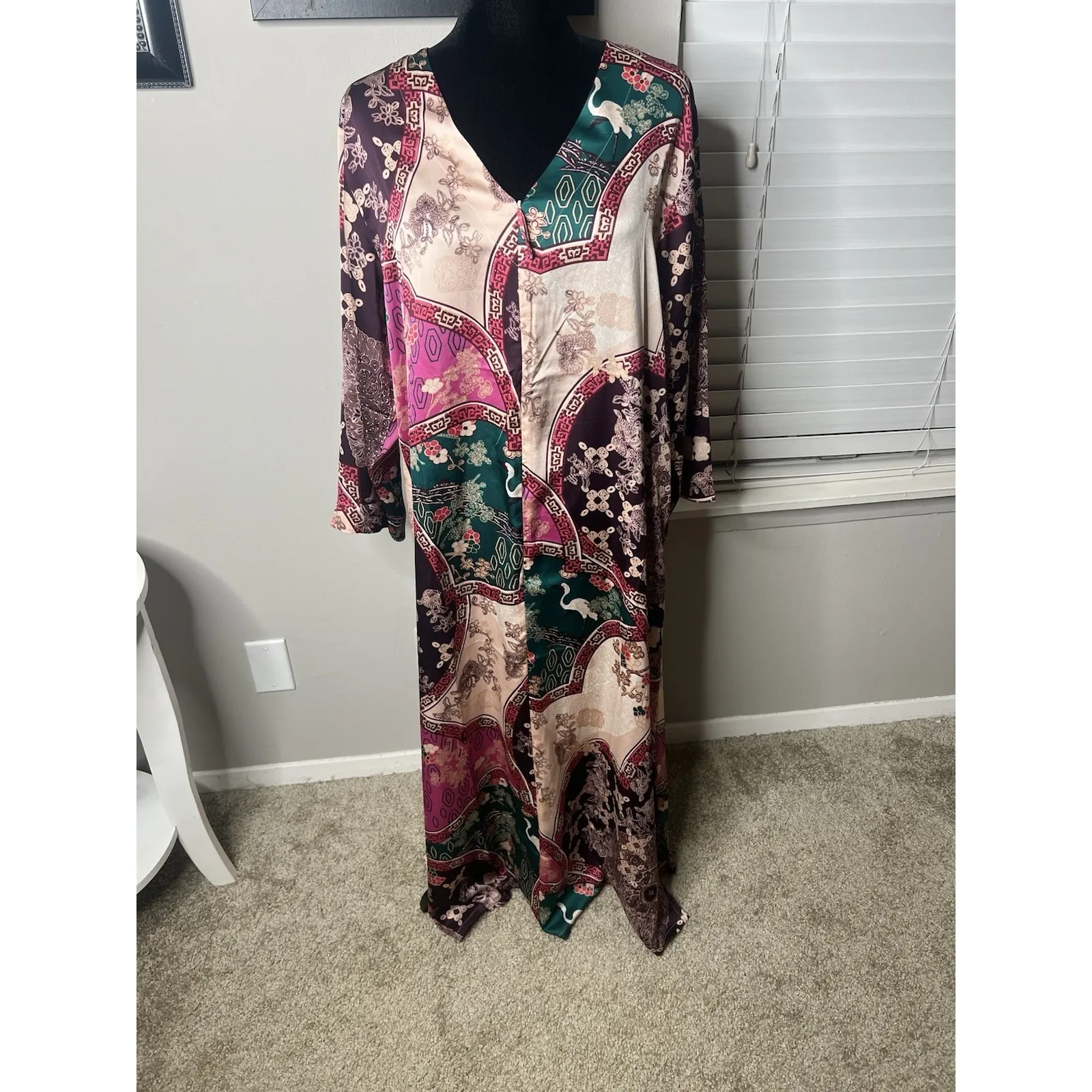Natori Caftan Zip Front Maxi Dress Lounge Large NWOT - Image 14