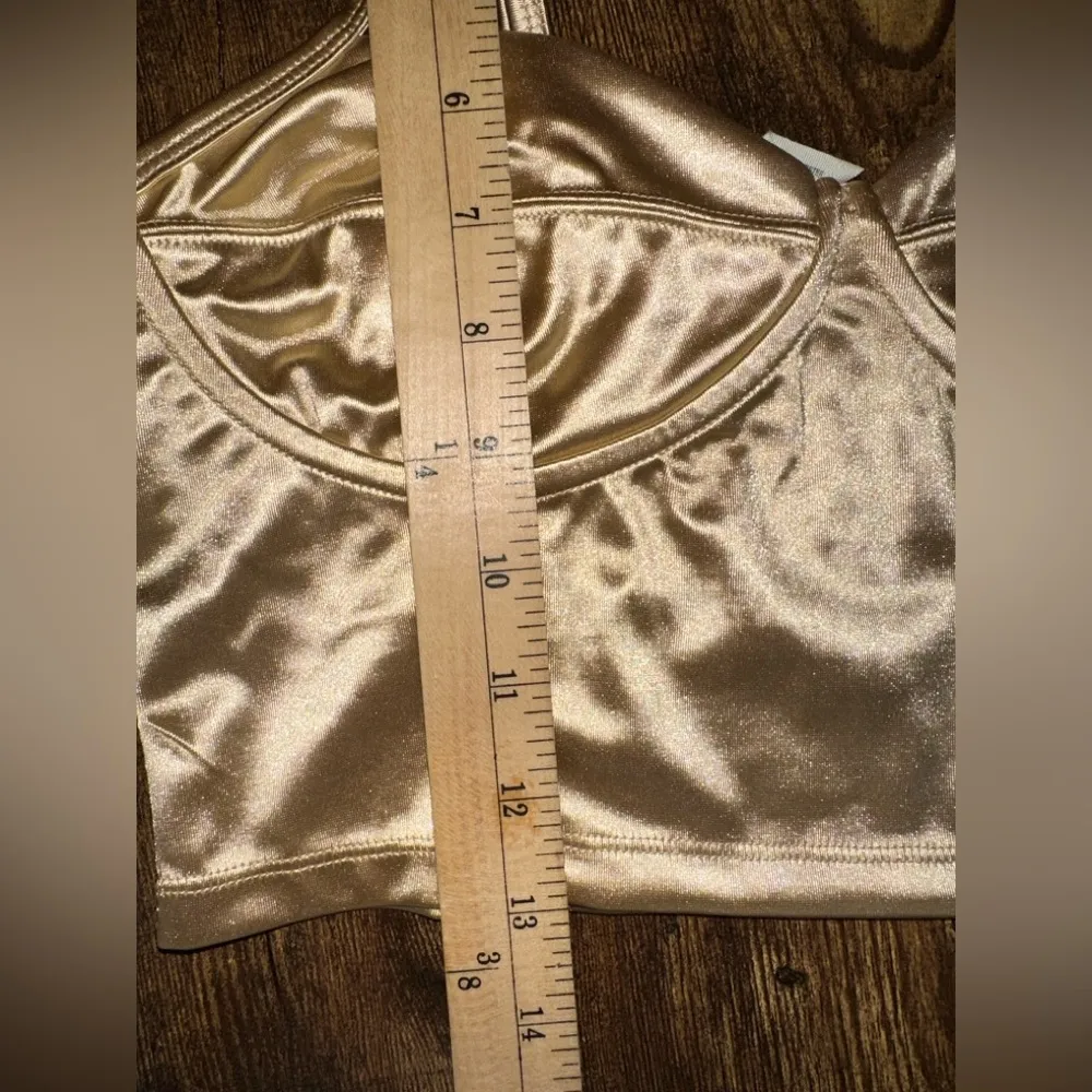 Free People Top Womens Medium Latte Casino Royal Brami Crop Smocked Back Y2K NEW - Image 11