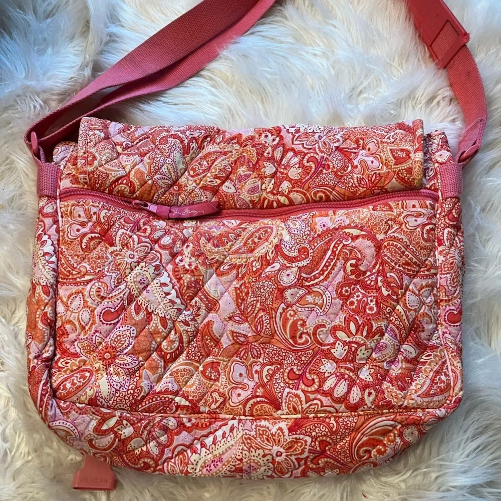 Vera Bradley Retired "Sherbet" Laptop Messenger Bag – Adjustable Strap & Pockets - Image 4