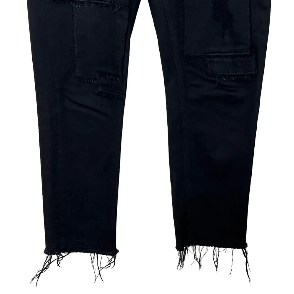 Derek Lam 10 Crosby Mila Girlfriend Jeans Women’s Size 28 Black Patchwork Raw He - Image 4