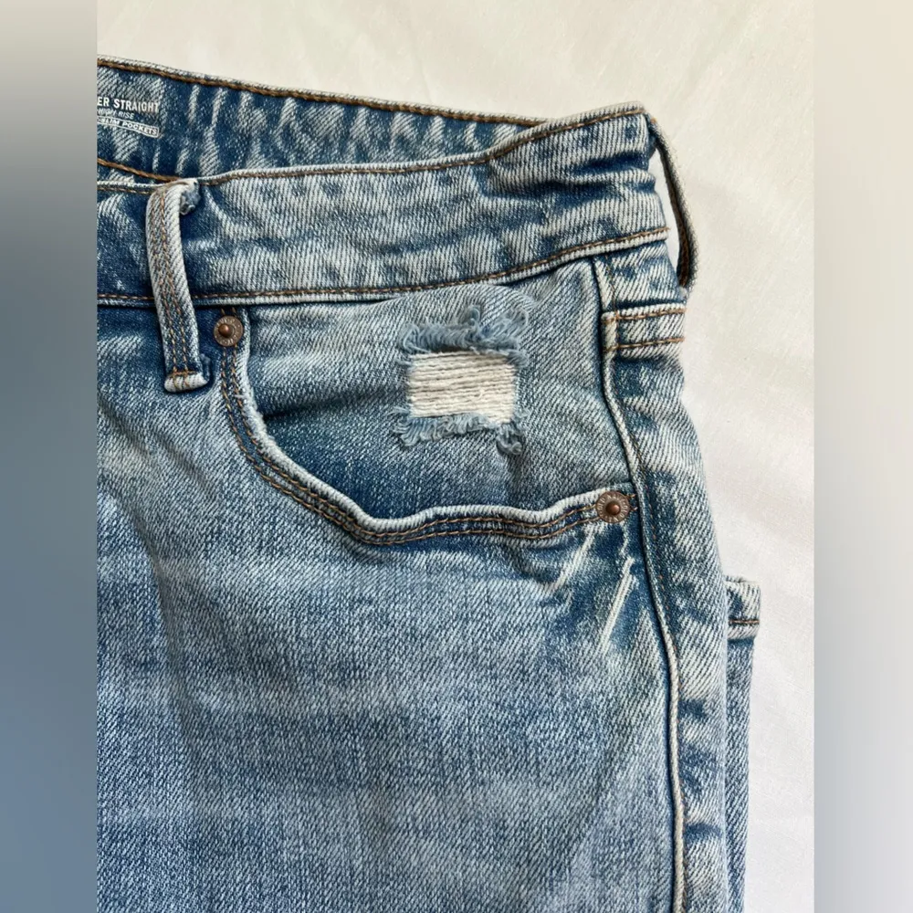 Power Straight High Rise Distressed Denim Size 12 - Image 9