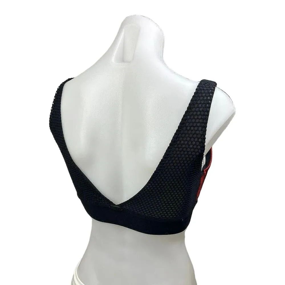 Koral Orange Satin Mesh Colorblock Scoop Neck Workout Athletic Sports Bra Sz XS - Image 5