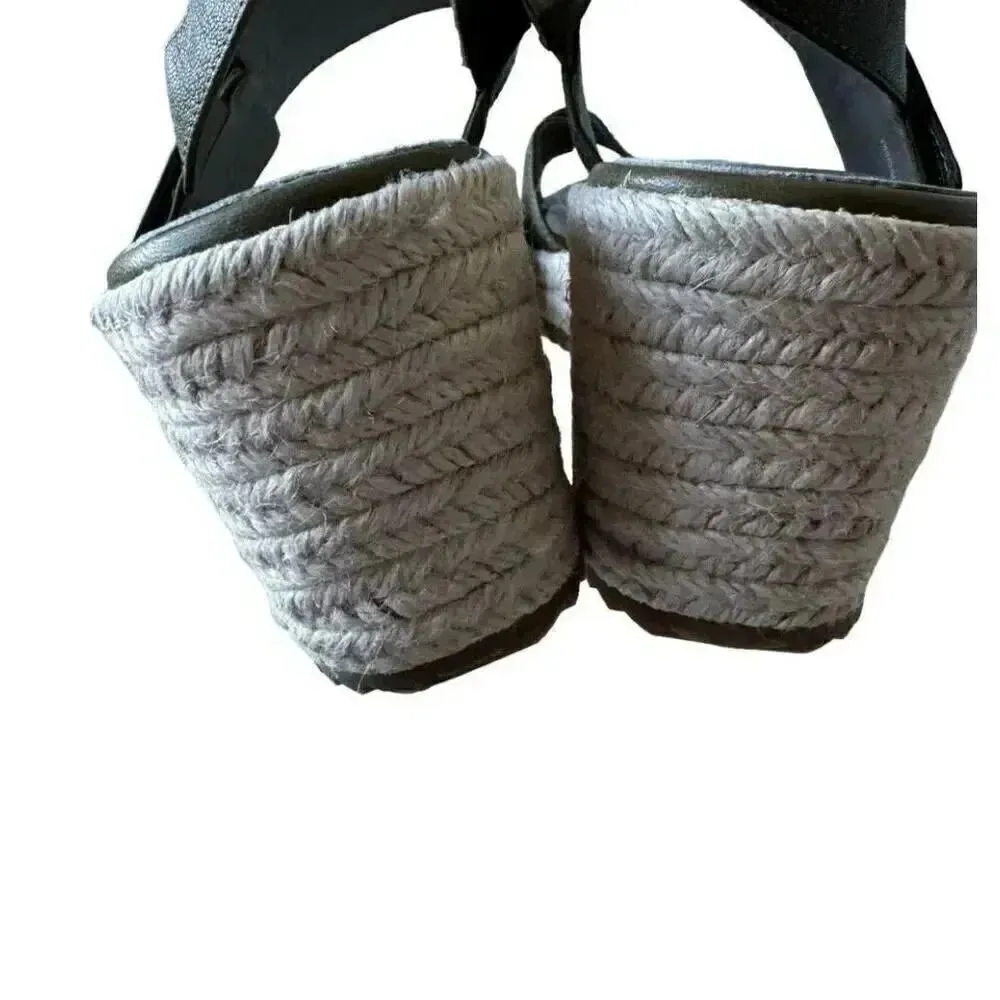 Eileen Fisher Winnie olive green tumbled leather wedge espadrilles shoes Sz 9 - Image 7