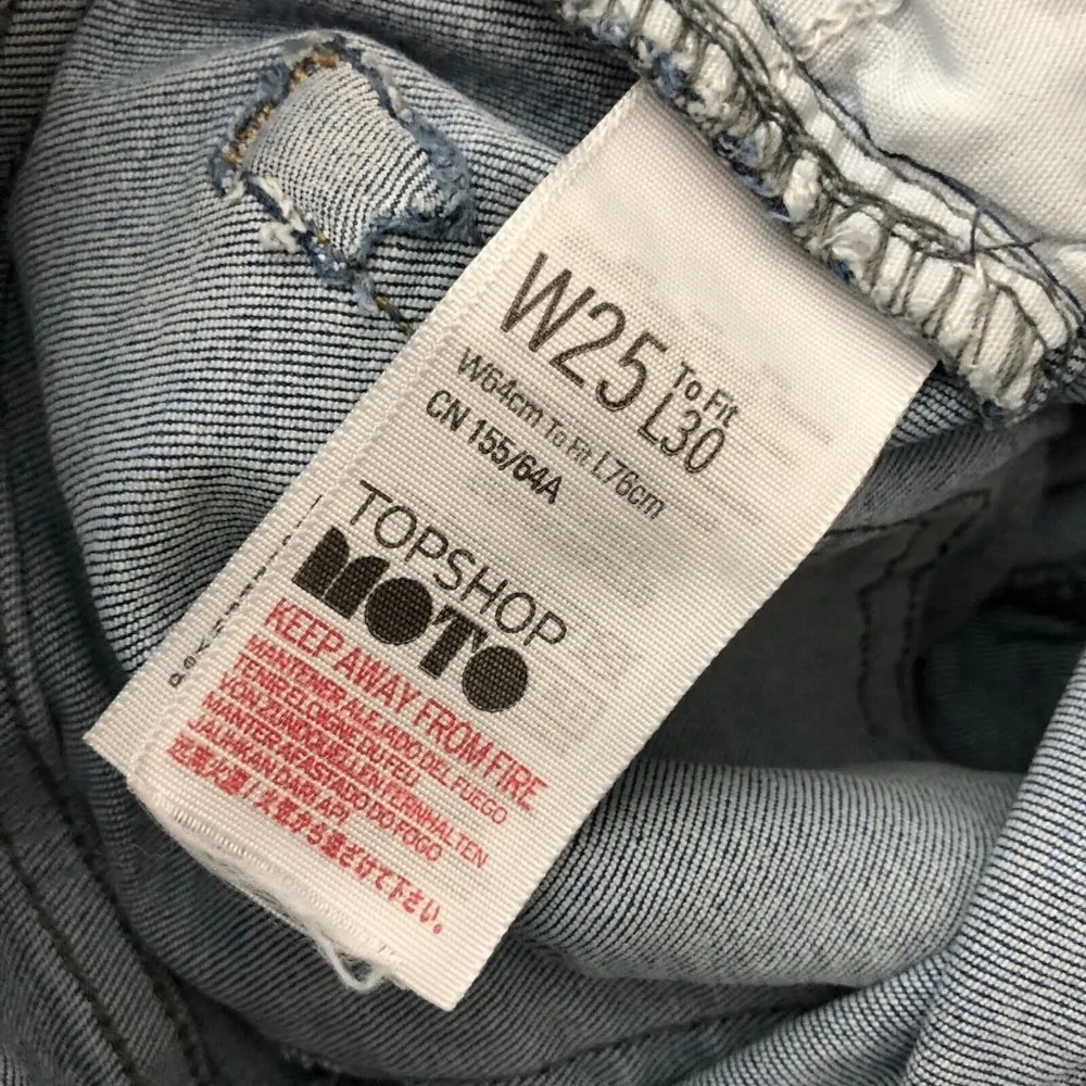 Topshop Moto Womens Jeans Jamie Skinny Medium Wash Distressed Stretch 25 - Image 4