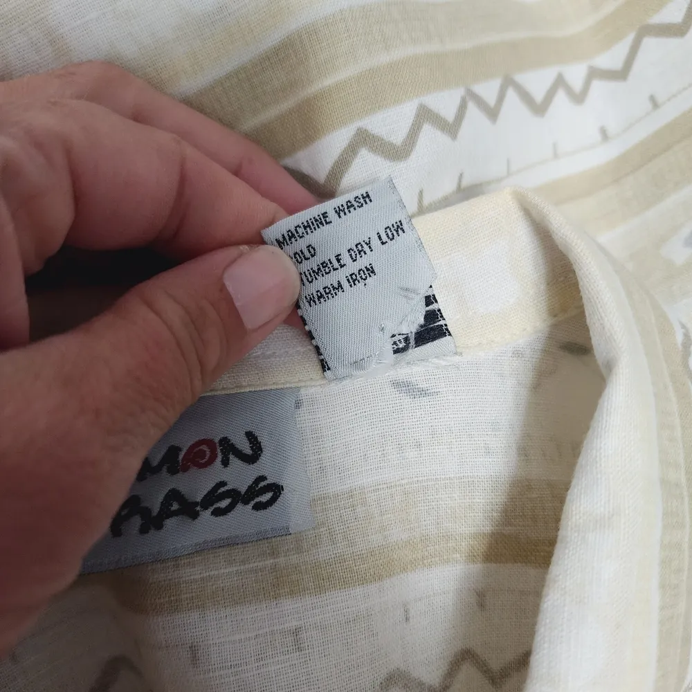 lemon grass Vintage  90s White Neutral Floral Aztec Button Down Size Medium - Image 7