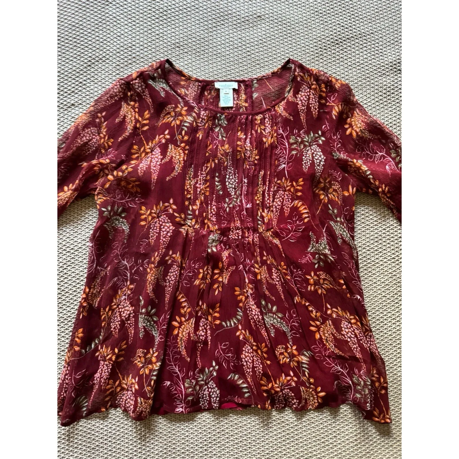 SUNDANCE‎ Winthrop Garden Blouse Top Tassel Boho Size M - Image 2