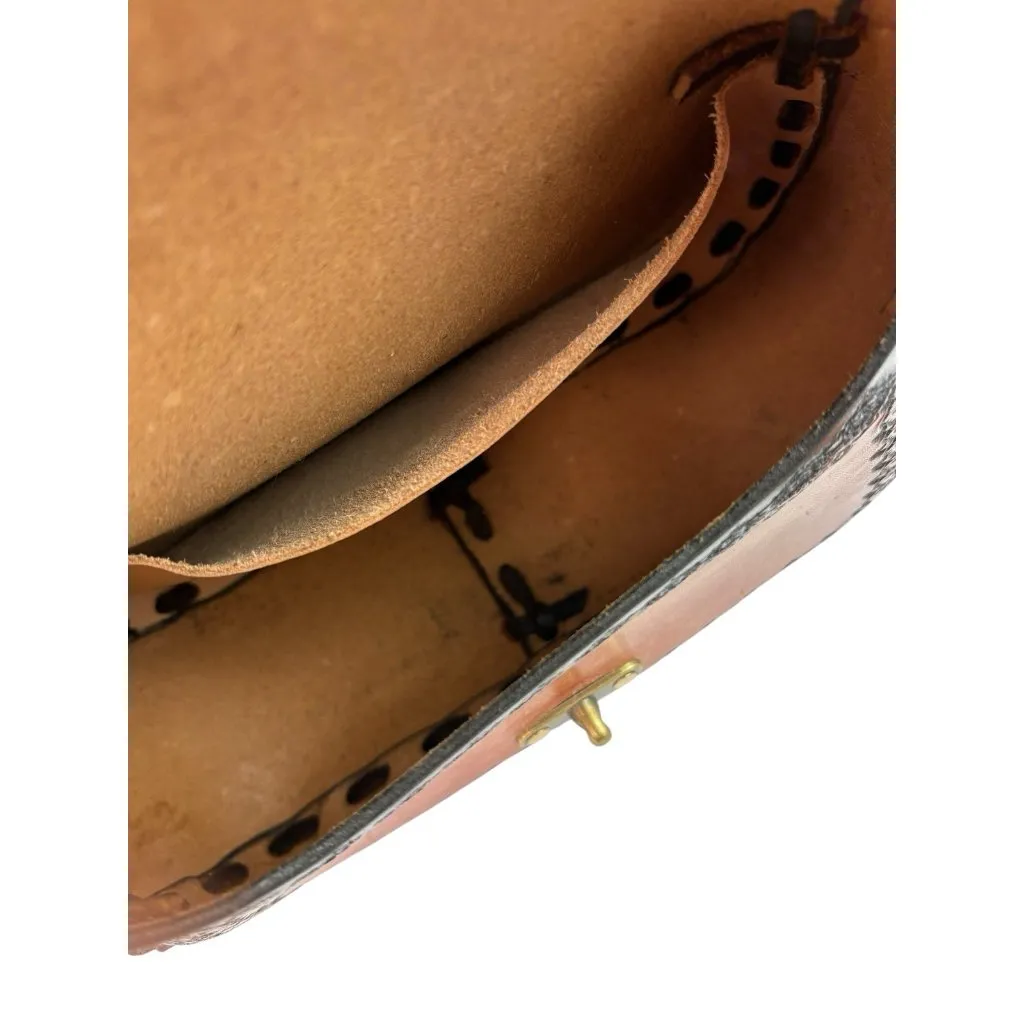 *Vintage Leather Western Purse Shoulder Bag Horse Equestrian With Wallet Brown - Image 9