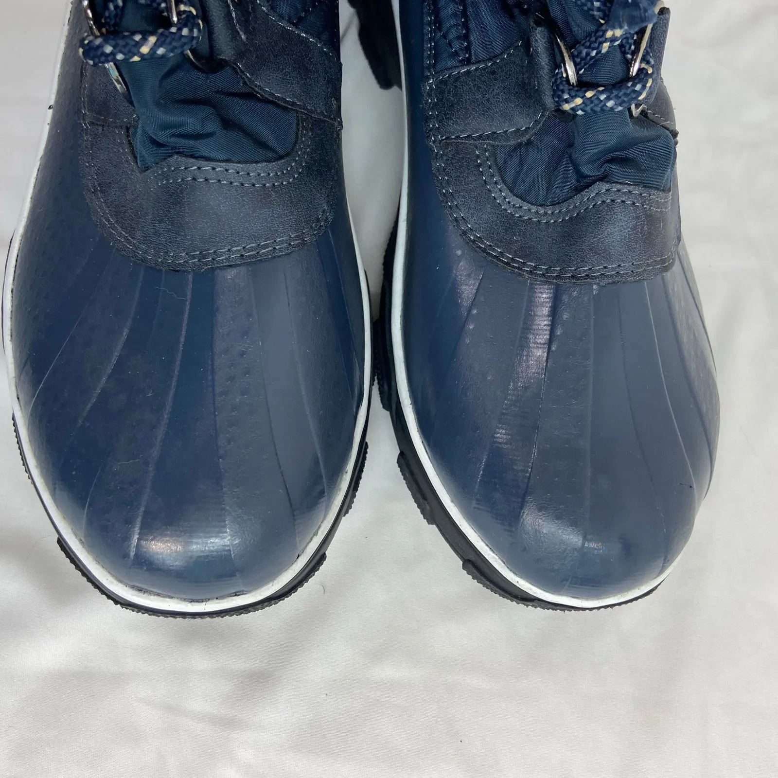 JBU women's navy blue‎ lace up faux fur lined Lorina waterproof winter boots 9.5 - Image 9