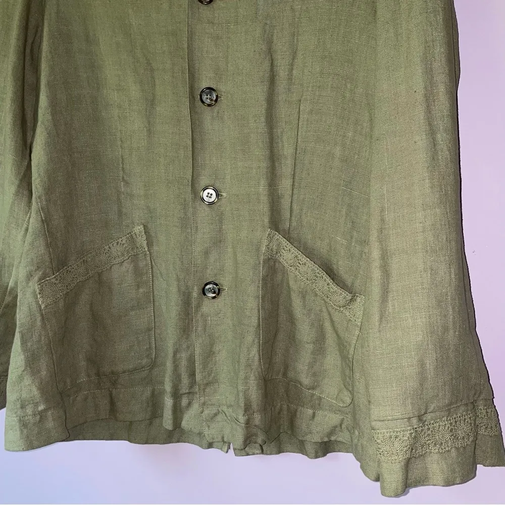 CP Shades Size M Sausalito Irish Linen Jacket Button Up Blazer Lagenlook - Image 3