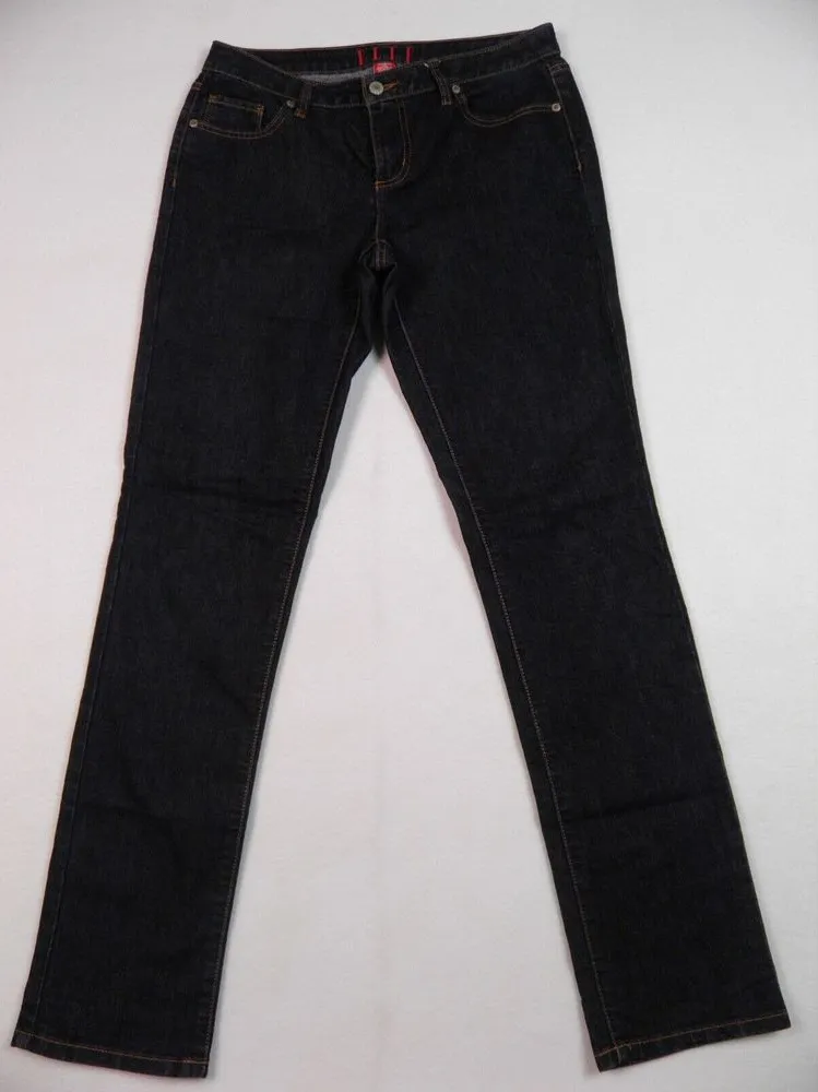 ELLE Dark Wash Denim Jeans Size 10 Straight Leg Mid Rise Zip/Button - Image 1