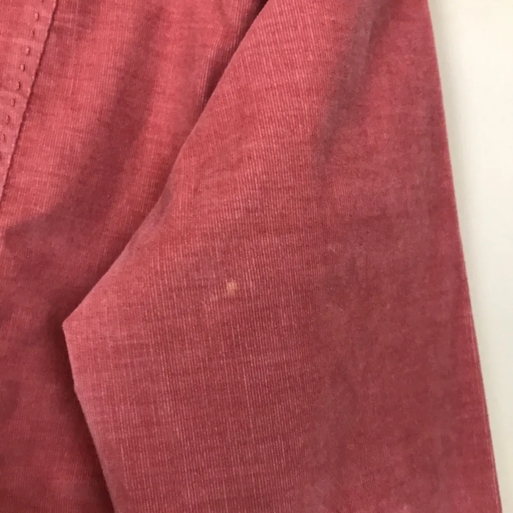 VTG Talbots Women’s Corduroy Stretch Coral Pink Long Sleeve Button-Up Shirt - Image 8