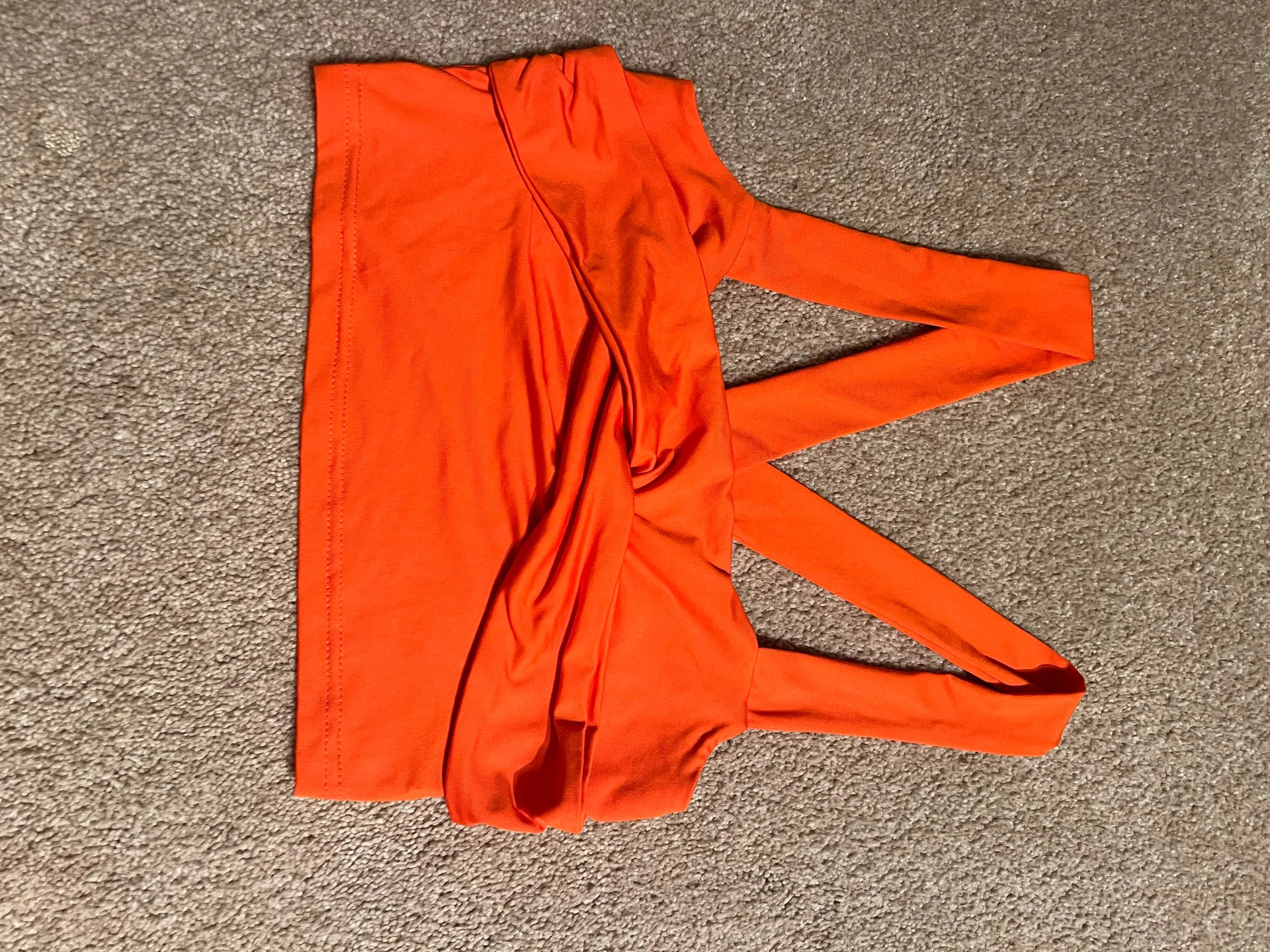 Bright Orange Cotton Crop Top - Image 2
