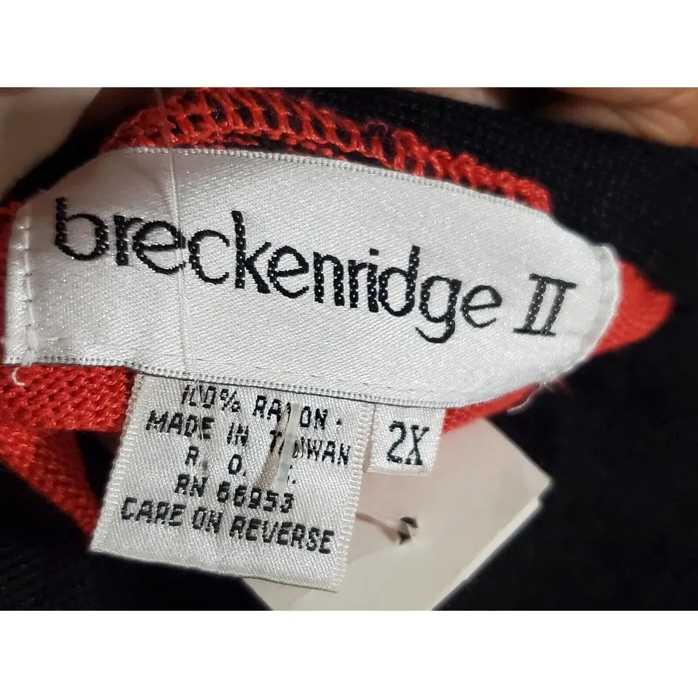 Breckenridge Women's Black Red Striped V Neck Button Front Cardigan Sweater 2X - Image 8