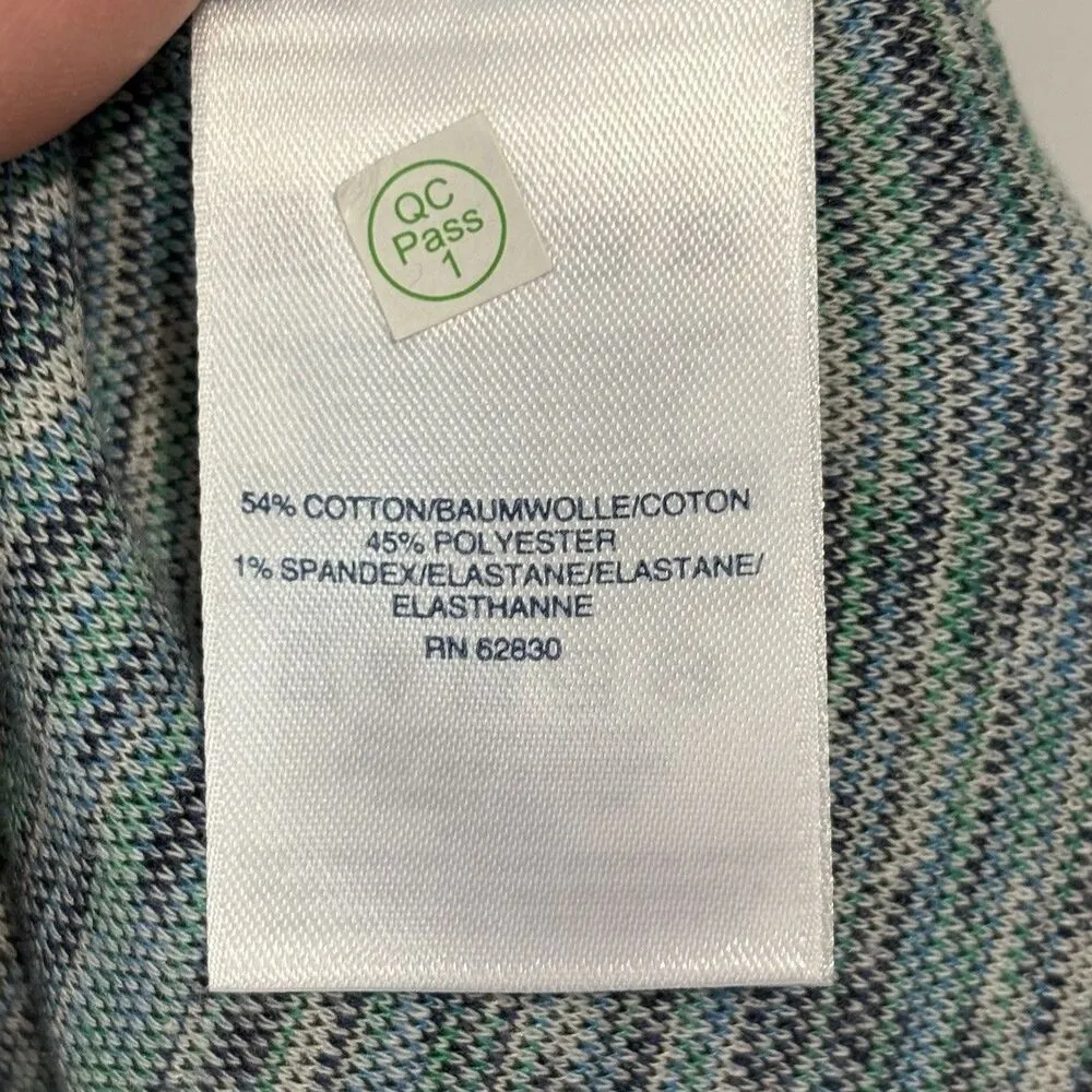 Lands End Sport Knit Straight Leg Pull On Pants Medium Petite Blue Green Print - Image 6