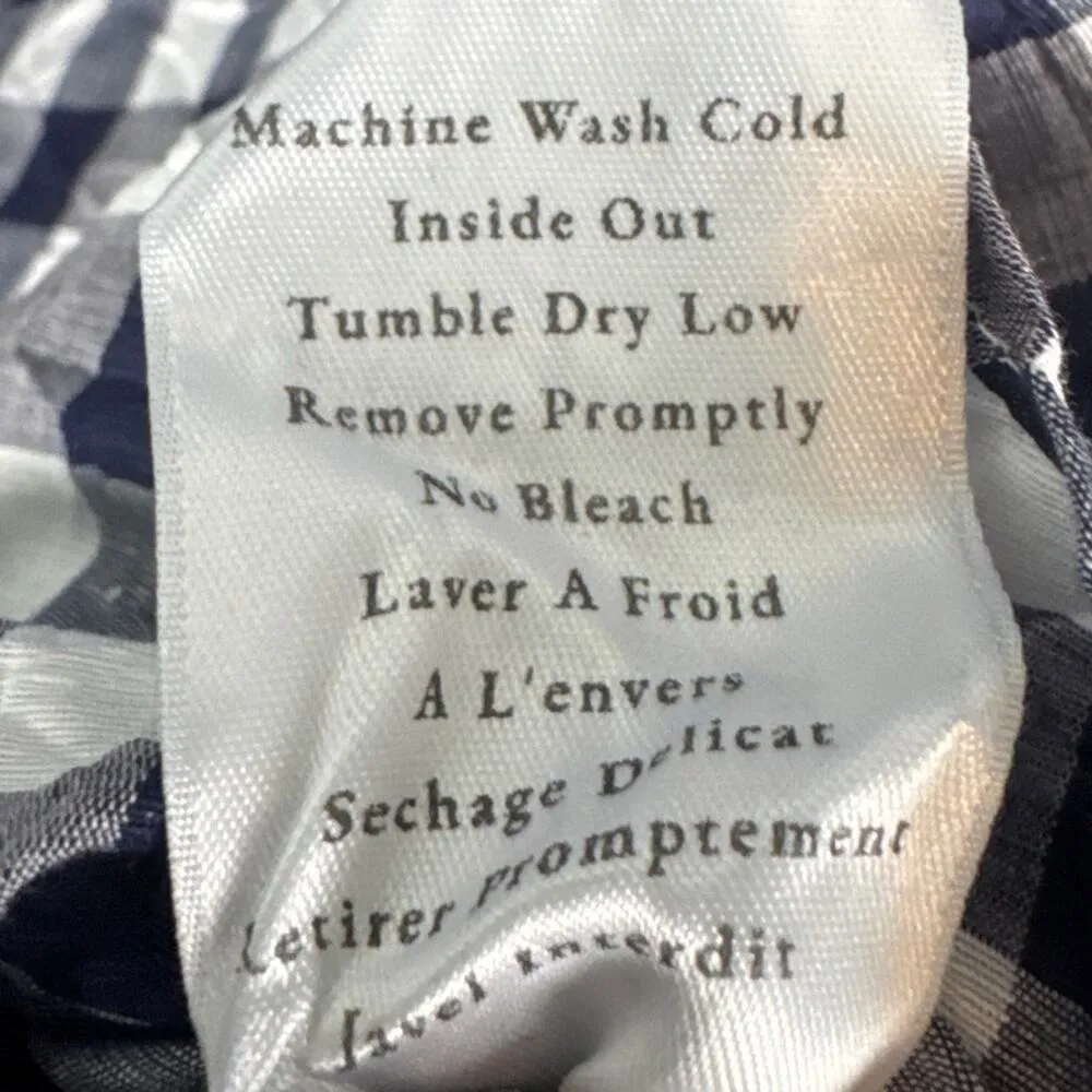 Frank & Eileen Womens Barry Crinkle Cotton Blue White Check Size S NWOT (flaw) - Image 9