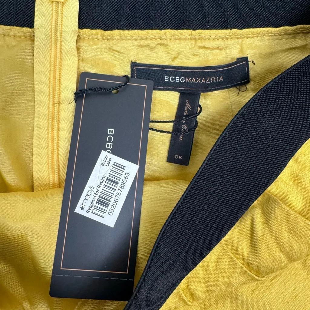 NWT BCBGMaxAzria Yellow Ruffle Tiered Mini Skirt Size 6 - Image 4