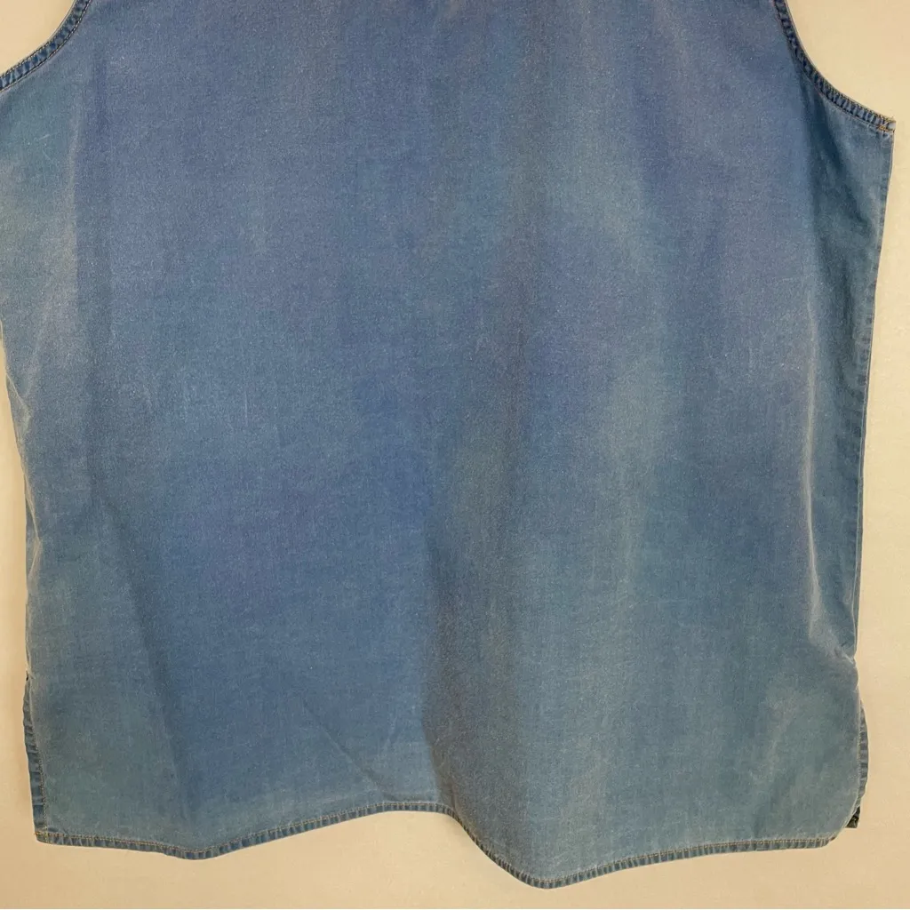 Vintage Western‎ Top Sleeveless Women Blue Country Size Medium Button - Image 6
