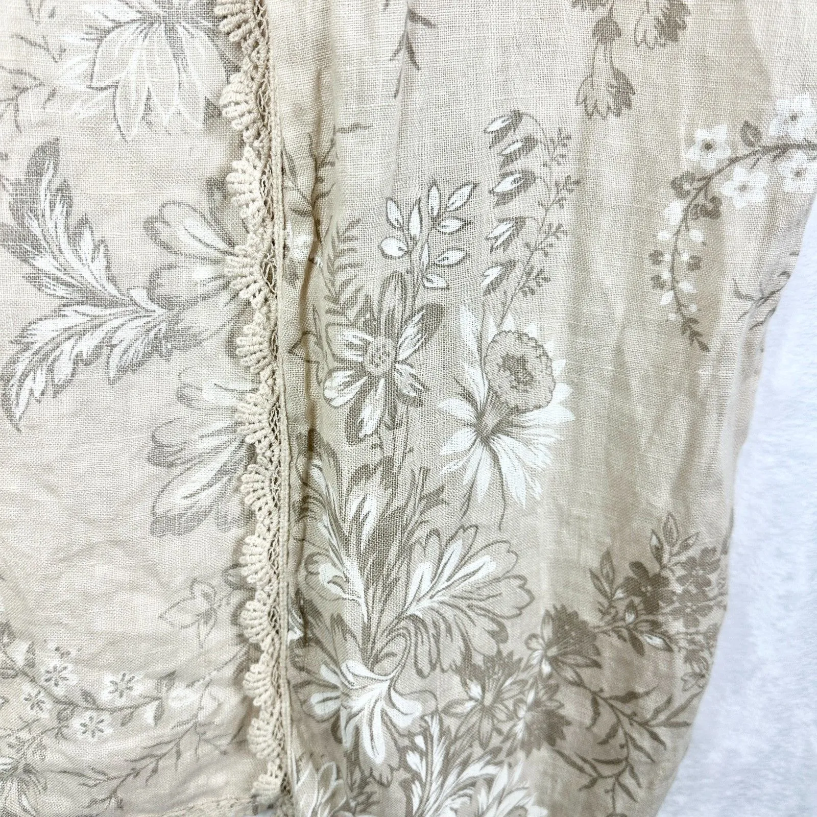 Elena Baldi Linen Duster Cardigan Coverup One Size Floral Boho Lagenlook Beach Tan - Image 4